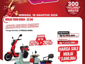 Di Transmart Full Day Sale, Beli Sepeda Listrik Bisa Hemat Rp 2,7 Juta