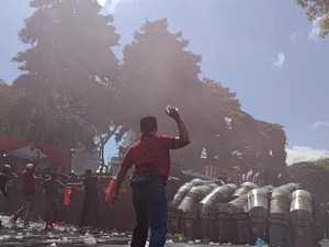 Skenario Aksi Ricuh di Kantor KPU Warnai Sispamkota Banyuwangi