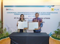 PLN Salurkan 275 Ribu Unit REC ke PT Agincourt Resources di Medan