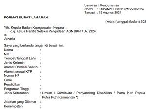 Contoh Surat Lamaran CPNS 2024 serta Link Download PDF dan Word