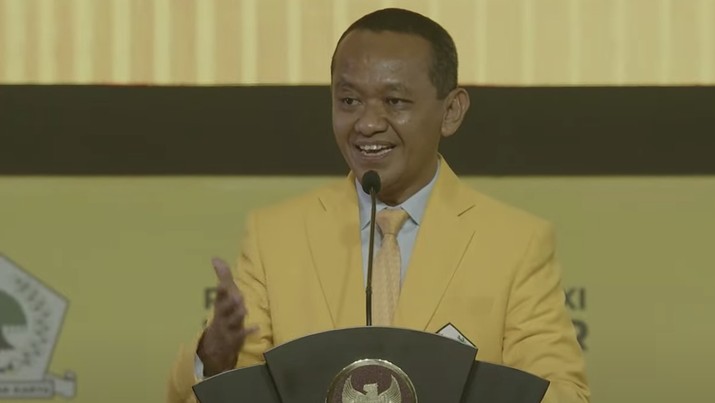 Ketua Umum DPP Partai Golkar, bahlil Lahadalia saat penutupan Munas XI Partai Golkar 2024 di Jakarta, Rabu (21/8/2024). (YouTube/Golkar Indonesia)