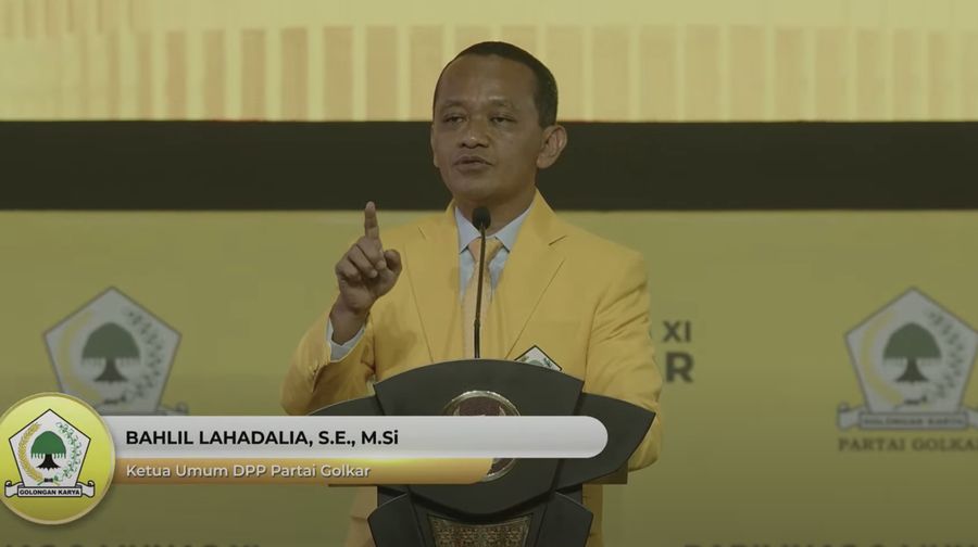Ketua Umum DPP Partai Golkar, bahlil Lahadalia saat penutupan Munas XI Partai Golkar 2024 di Jakarta, Rabu (21/8/2024). (YouTube/Golkar Indonesia)