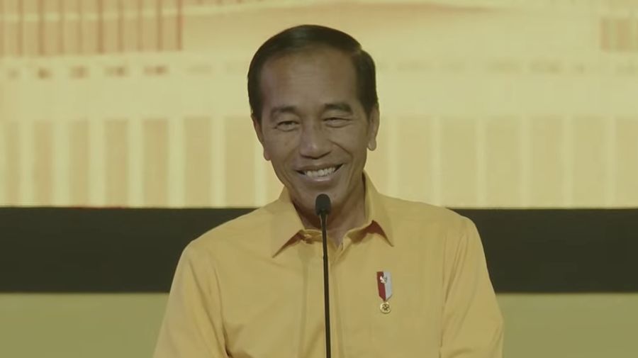 Presiden Joko Widodo saat menghadiri penutupan Munas XI Partai Golkar 2024 di Jakarta, Rabu (21/8/2024). (YouTube/Golkar Indonesia)
