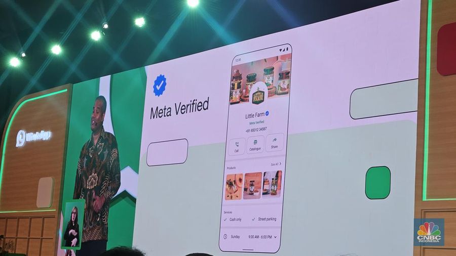 Marco Wirasinghe Head of Business Messaging Core APIs & Experiences, MetaBisnis saat WhatsApp Business Summit Indonesia 2024 di kawasan SCBD, Jakarta, Kamis (22/8/2024). (CNBC Indonesia/Firda Dwi Muliawati)