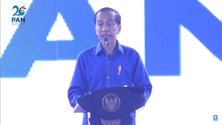 Presiden Joko Widodo dalam Kongres 26 PAN di Grand Ballroom Hotel Kempinski Jakarta, Jumat (23/8). (Tangkapan layar youtube)