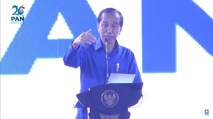 Presiden Joko Widodo dalam Kongres 26 PAN di Grand Ballroom Hotel Kempinski Jakarta, Jumat (23/8). (Tangkapan layar youtube)