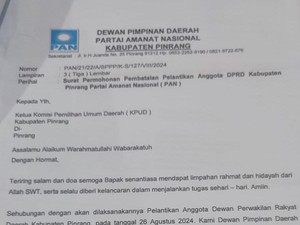 PAN Surati KPU Minta Pelantikan Anggota DPRD Pinrang Terpilih Dibatalkan