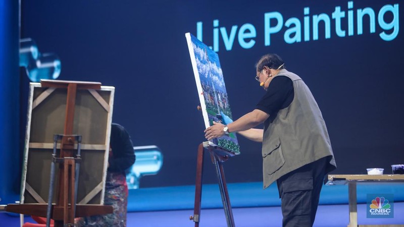 Presiden keenam Republik Indonesia (RI) Susilo Bambang Yudhoyono (SBY) saat menghadiri acara Pertamina Creativepreneur Summit 2024 di akarta Convention Center (JCC), Senayan, Jakarta, Minggu (25/8/2024). (CNBC Indonesia/Faisal Rahman)