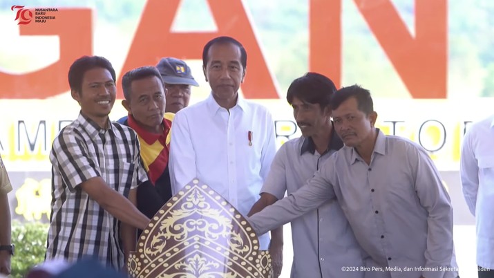 Presiden Jokowi Resmikan Bendungan Margatiga, Lampung Timur, Senin (26/8/2024). (Tangkapan Layar Youtube Sekretariat Presiden)