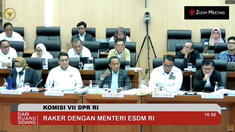 Rapat Komisi VII DPR RI raker dengan Menteri ESDM RI. (Tangkapan layar youtube)
