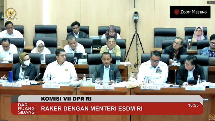 Rapat Komisi VII DPR RI raker dengan Menteri ESDM RI. (Tangkapan layar youtube)