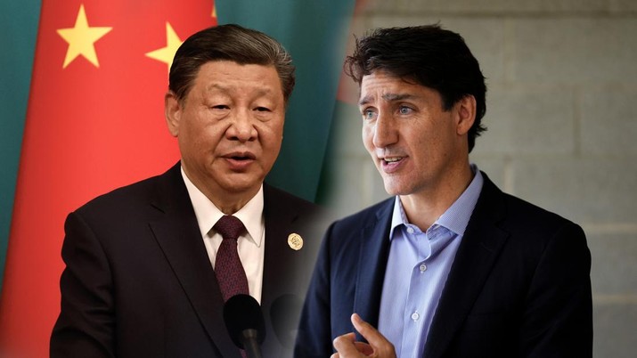 Foto Kolase Presiden China, Xi Jinping dan Perdana Menteri Kanada, Justin Trudeau. (AP Photo/)