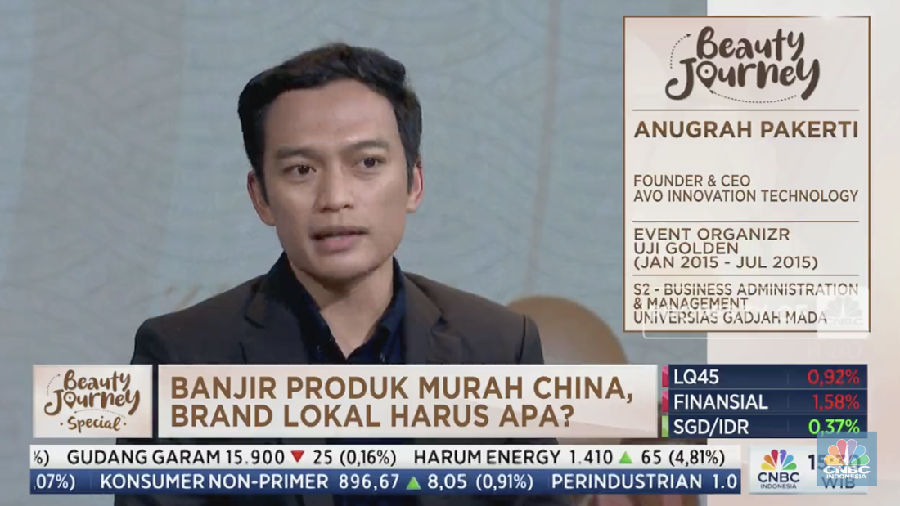 Founder & CEO OF AVO INNOVATION TECHNOLGY, Anugerah Pakerti, dalam acara diskusi interaktif 