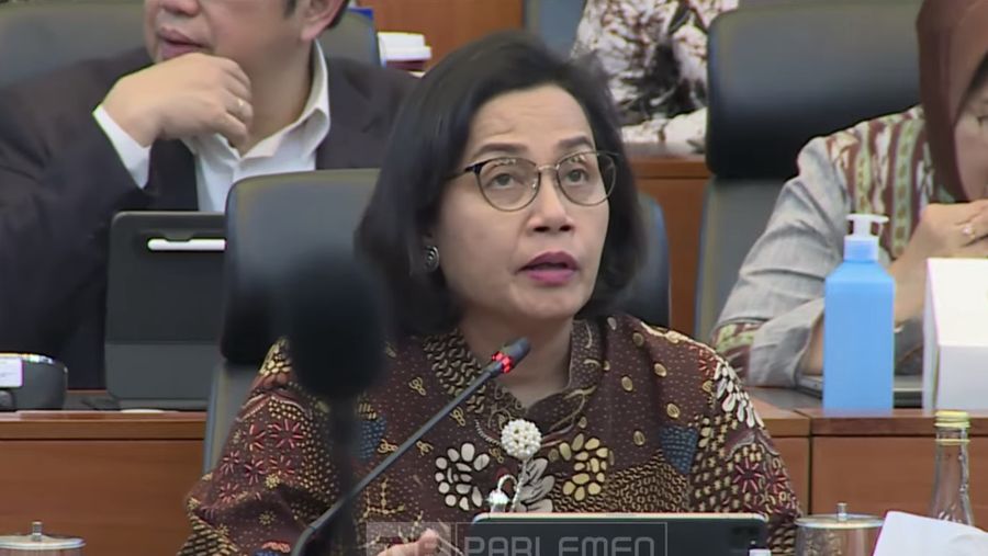 Menteri Keuangan (Menkeu), Sri Mulyani Indrawati dalam rapat kerja dengan Badan Anggaran DPR RI. (Tangkapan Layar Youtube TVR Parlemen)