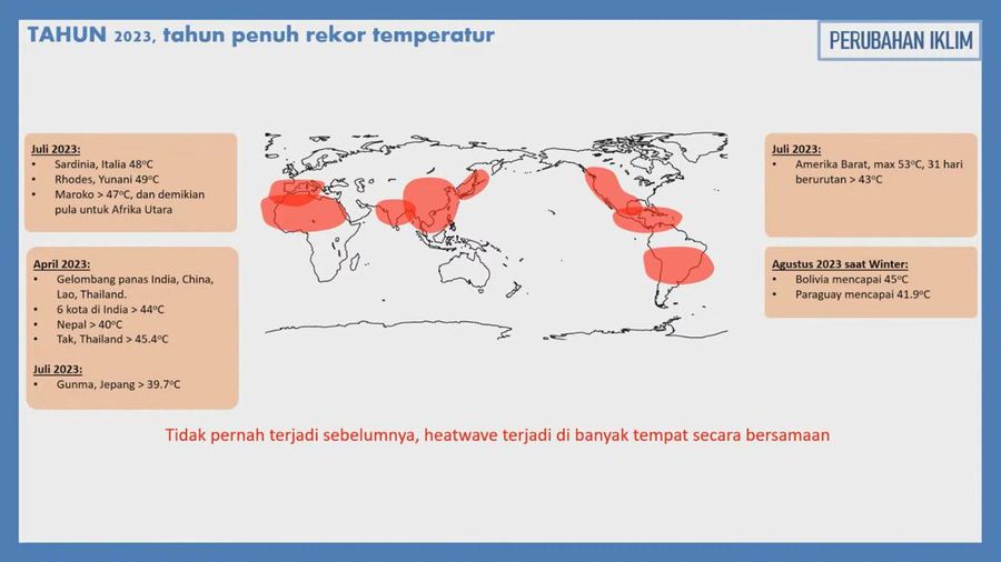 Paparan Deputi Bidang Klimatologi BMKG Ardhasena Sopaheluwakan dalam Ekspose Nasional Perubahan Iklim di Medan Sumatera Utara (26/8) dengan tema 
