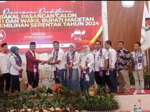 Sujatno-Ida Yuhana Jadi Pendaftar Pertama Pilbup Magetan