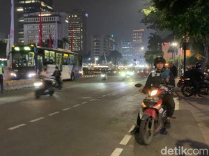Demo Driver Ojol Bubar, Lalin di Patung Kuda Jakpus Kembali Normal