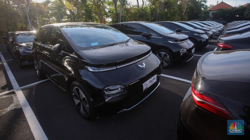 Petugas melihat mobil listrik yang terparkir di area Central Park ITDC Nusa Dua, Badung, Bali, Jumat (30/5/2024). (CNBC Indonesia/Faisal Rahman) Petugas melihat mobil listrik yang terparkir di area Central Park ITDC Nusa Dua, Badung, Bali, Jumat (30/5/2024). (CNBC Indonesia/Faisal Rahman)