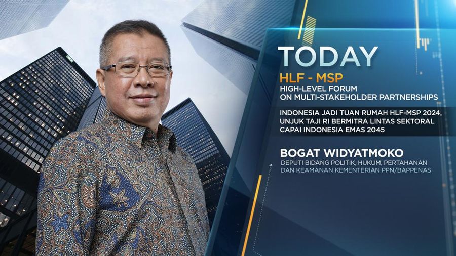 Deputi Bidang Politik, Hukum, Pertahanan dan Keamanan Kementerian PPN/Bappenas, Bogat Widyatmoko dalam High-Level Forum on Multi Stakeholder Partnership (HLF-MSP) 2024. (վ TV)