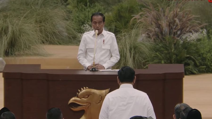Presiden Joko Widodo saat memberikan sambutan dalam Apel Kader Partai Gerindra, Jakarta (31/8/2024). (Tangkapan Layar Youtube GerindraTV)
