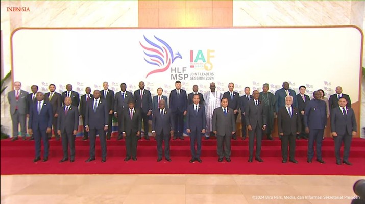 Presiden Joko Widodo memberikan sambutan dalam acara pembukaan Multi Stakeholder Partnership (HLF-MSP) 2024 dan Forum Indonesia-Africa (IAF) ke-2. (Tangkapan Layar Youtube Sekretariat Presiden)