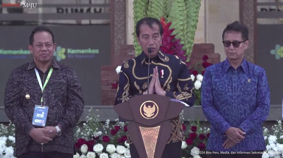 Presiden Jokowi Resmikan Gedung Pelayanan Kesehatan Ibu dan Anak RS Ngoerah, Bali, Senin, (2/9/2024). (Tangkapan Layar Youtube Sekretariat Presiden)
