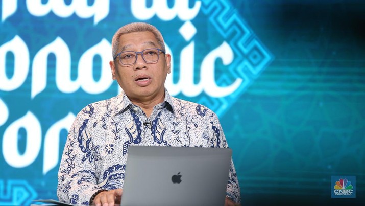 Presiden Direktur PT Bank Aladin Syariah Tbk, Koko T. Rachmadi dalam CNBC Indonesia Sharia Economic Forum pada Selasa (3/9/2024). (CNBC Indonesia/Tias Budiarto)