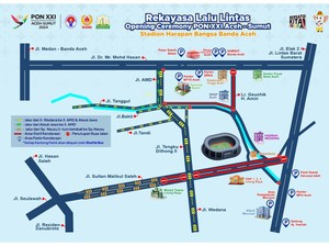 Ini Ruas Jalan yang Ditutup-Lokasi Parkir saat Pembukaan PON XXI di Aceh