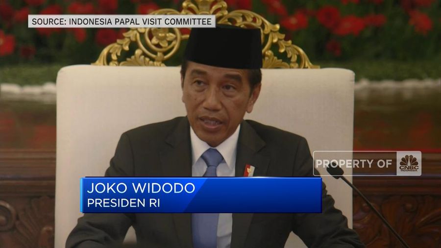 Pemimpin Tertinggi Gereja Katolik Paus Fransiskus bertemu dengan Presiden Joko Widodo di Istana Merdeka, Kompleks Istana Kepresidenan, Jakarta, Rabu (4/9).