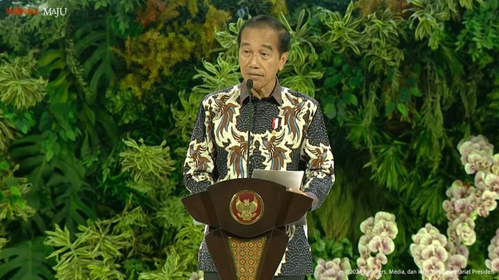 Presiden Joko Widodo memberikan sambutan dalam Indonesia International Sustainability Forum, Jakarta, Kamis (5/9/2024). (Tangkapan Layar Youtube Sekretariat Presiden)