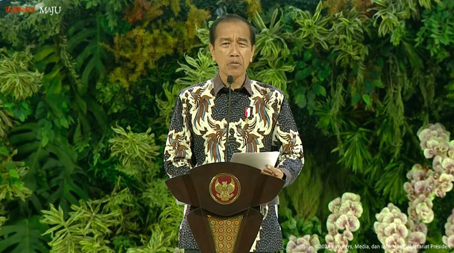 Presiden Joko Widodo memberikan sambutan dalam Indonesia International Sustainability Forum, Jakarta, Kamis (5/9/2024). (Tangkapan Layar Youtube Sekretariat Presiden)