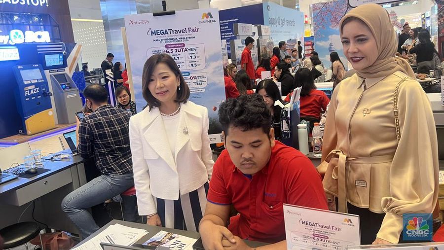 Mega Travel Fair Fase ke-2 kembali digelar oleh Bank Mega dan Antavaya Tour & Travel, berlangsung selama 7 hari dari 2-8 September 2024. (CNBC Indonesia/Lynda Hasibuan)