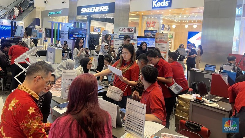 Setelah sukses pada Februari lalu, Mega Travel Fair Fase 2 kembali digelar oleh Bank Mega dan Antavaya Tour & Travel dari 2-8 September 2024. (CNBC Indonesia/Lynda Hasibuan)