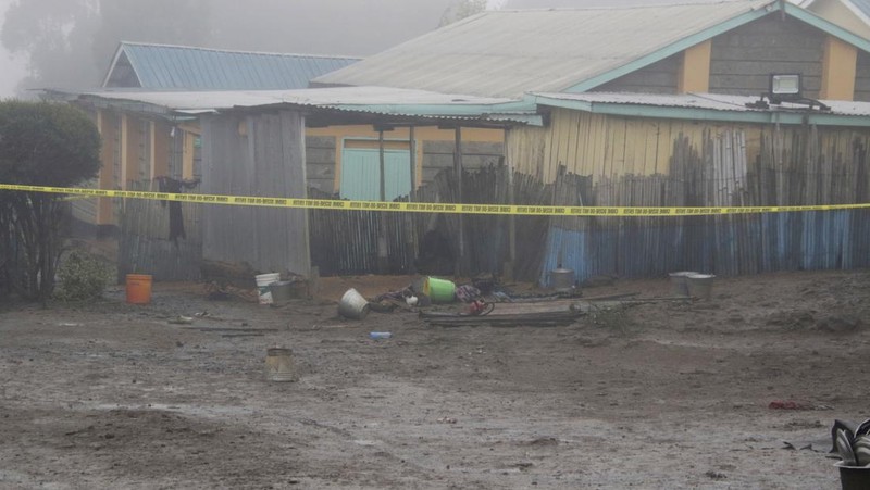 Bagian dari asrama terlihat setelah kebakaran di Hillside Endarasha Primary di Nyeri, Kenya, Jumat, 6 September 2024. Kebakaran di asrama sekolah di Kenya telah menewaskan beberapa siswa dan membakar beberapa lainnya dengan serius. (AP Photo)