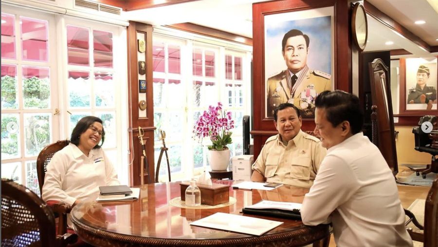 Menteri Keuangan Sri Mulyani Bertemu Prabowo Subianto. (Instagram/Smindrawati)