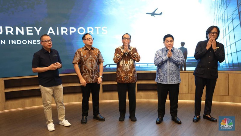 Peresmian Merger PT Angkasa Pura 1 dan PT Angkasa Pura 2 menjadi PT Angkasa Pura Indonesia, di kantor InJourney, Gedung Sarinah Lantai 14, Jakarta, Senin (9/9/2024). (վ/Tri Susilo)