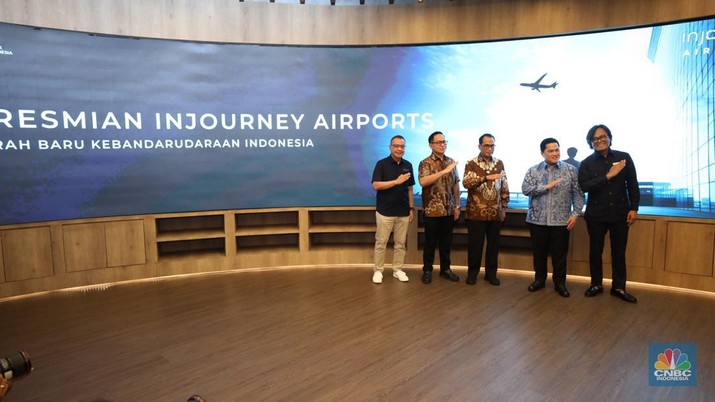 Peresmian Merger PT Angkasa Pura 1 dan PT Angkasa Pura 2 menjadi PT Angkasa Pura Indonesia, di kantor InJourney, Gedung Sarinah Lantai 14, Jakarta, Senin (9/9/2024). (CNBC Indonesia/Tri Susilo)