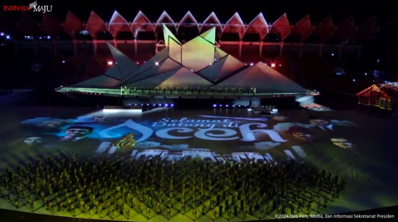Peresmian Pembukaan Pekan Olahraga Nasional XXI, Banda Aceh, 9 September 2024. (Tangkapan Layar Youtube) Peresmian Pembukaan Pekan Olahraga Nasional XXI, Banda Aceh, 9 September 2024. (Tangkapan Layar Youtube)