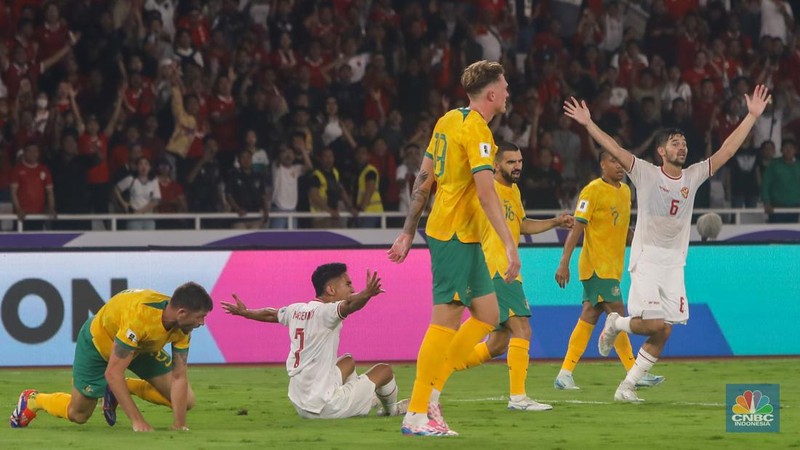 Laga Timnas Indonesia malwan Australia di Stadion Utama Gelora Bung Karno (SUGBK), Senayan, Jakata, Selasa (10/9/2024). (CNBC Indonesia/Faisal Rahman)