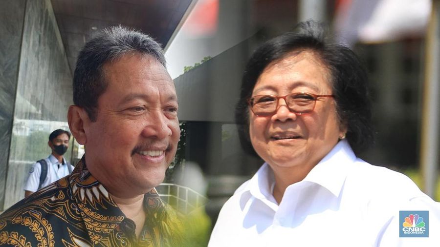 Foto kolase Menteri Kelautan dan Perikanan (MenKP) Sakti Wahyu Trenggono dan Menteri Lingkungan Hidup dan Kehutanan, Siti Nurbaya Bakar. (CNBC Indonesia)