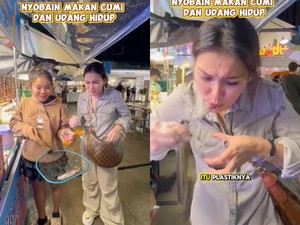 Ayu Ting Ting Cicip Cumi dan Udang Hidup di Bangkok, Ini Komentarnya