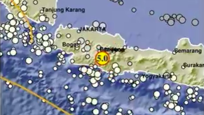 Gempa bumi mengguncang Kabupaten Bandung dengan magnitudo 5,0M. (X @infoBMKG)