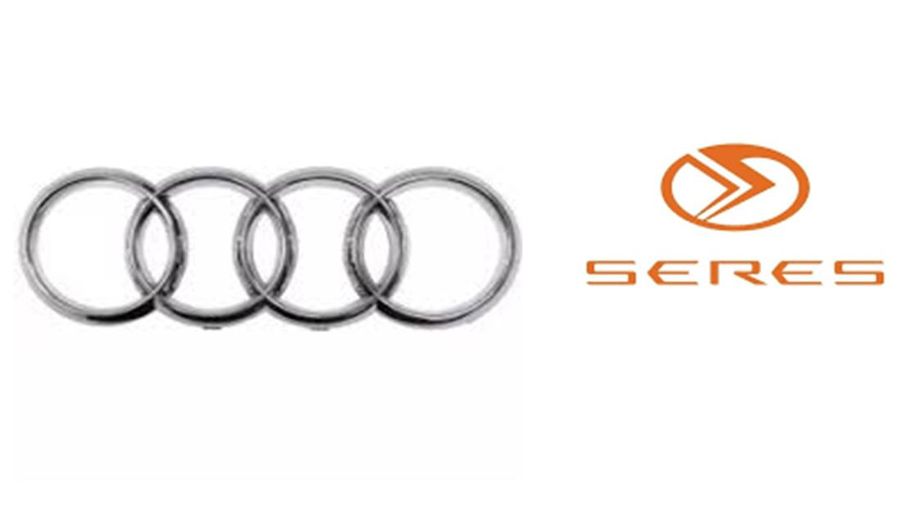 Kolase logo mobil Audi dan Seres (CNBC Indonesia)