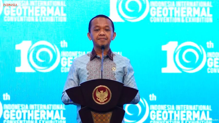 Menteri ESDM, Bahlil Lahadalia saat memberikan sambutan dalam Pembukaan IIGCE, Jakarta, Rabu (18/9/2024). (Tangkapan Layar Youtube Sekretariat Presiden)