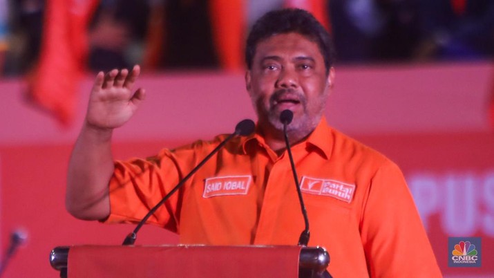 Presiden Partai Buruh, Said Iqbal Peringatan'3 Tahun Kebangkitan Klas Buruh' di Istora Senayan, Jakarta, Rabu (18/9/2024). (CNBC Indonesia/Faisal Rahman)