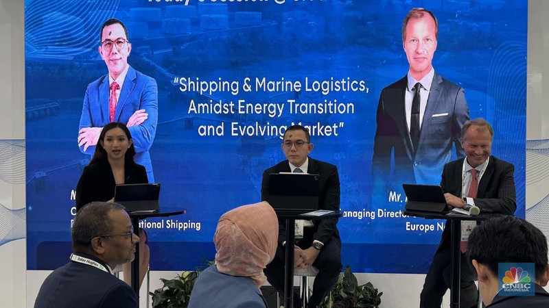 Suasana PT Pertamina International Shipping (PIS) dalam ajang Gastech 2024, pameran dan konferensi energi terbesar di dunia diadakan di Houston, Texas, Amerika Serikat. (CNBC Indonesia/Mohamad Triadiandono)