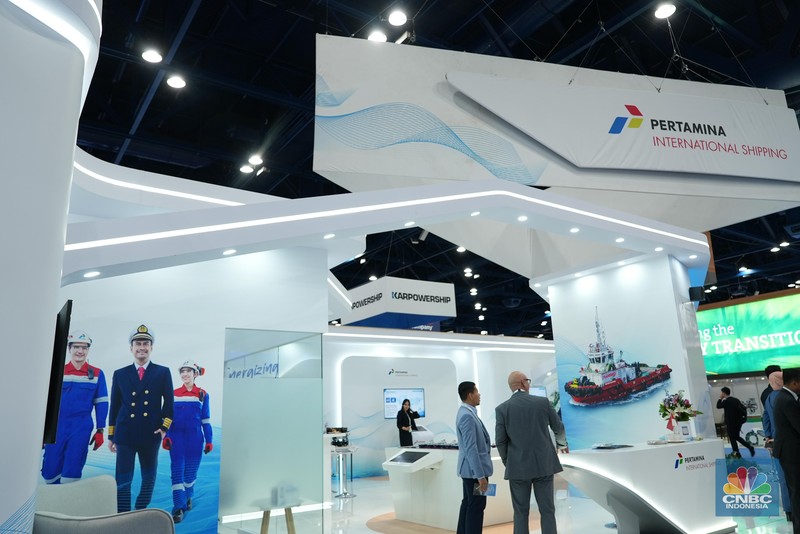 Suasana PT Pertamina International Shipping (PIS) dalam ajang Gastech 2024, pameran dan konferensi energi terbesar di dunia diadakan di Houston, Texas, Amerika Serikat. (CNBC Indonesia/Mohamad Triadiandono)