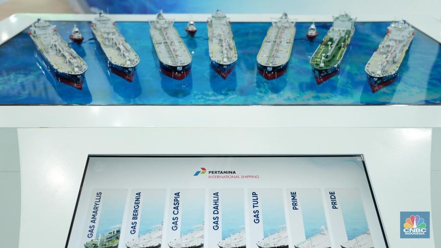Suasana PT Pertamina International Shipping (PIS) dalam ajang Gastech 2024, pameran dan konferensi energi terbesar di dunia diadakan di Houston, Texas, Amerika Serikat. (CNBC Indonesia/Mohamad Triadiandono)