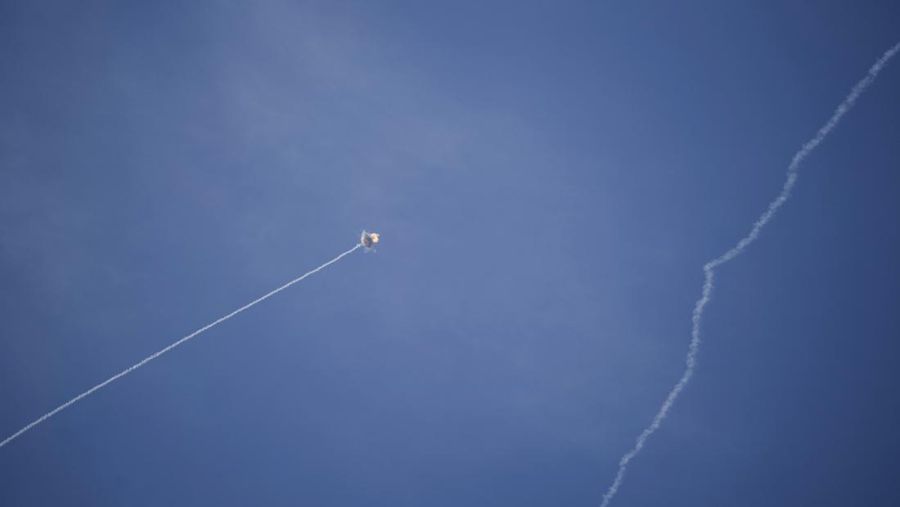 Israeli Iron Dome air defense system fires to intercept a rocket fired from Lebanon, in northern Israel, Friday, Sept. 20, 2024. (AP Photo/Leo Correa)
