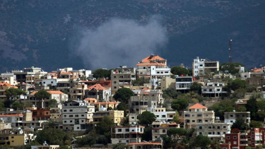 Smoke rises from the southern Lebanese village of Khiam, amid ongoing cross-border hostilities between Hezbollah and Israeli forces, as pictured from Marjayoun, near the border with Israel, September 20, 2024. REUTERS/Karamallah Daher